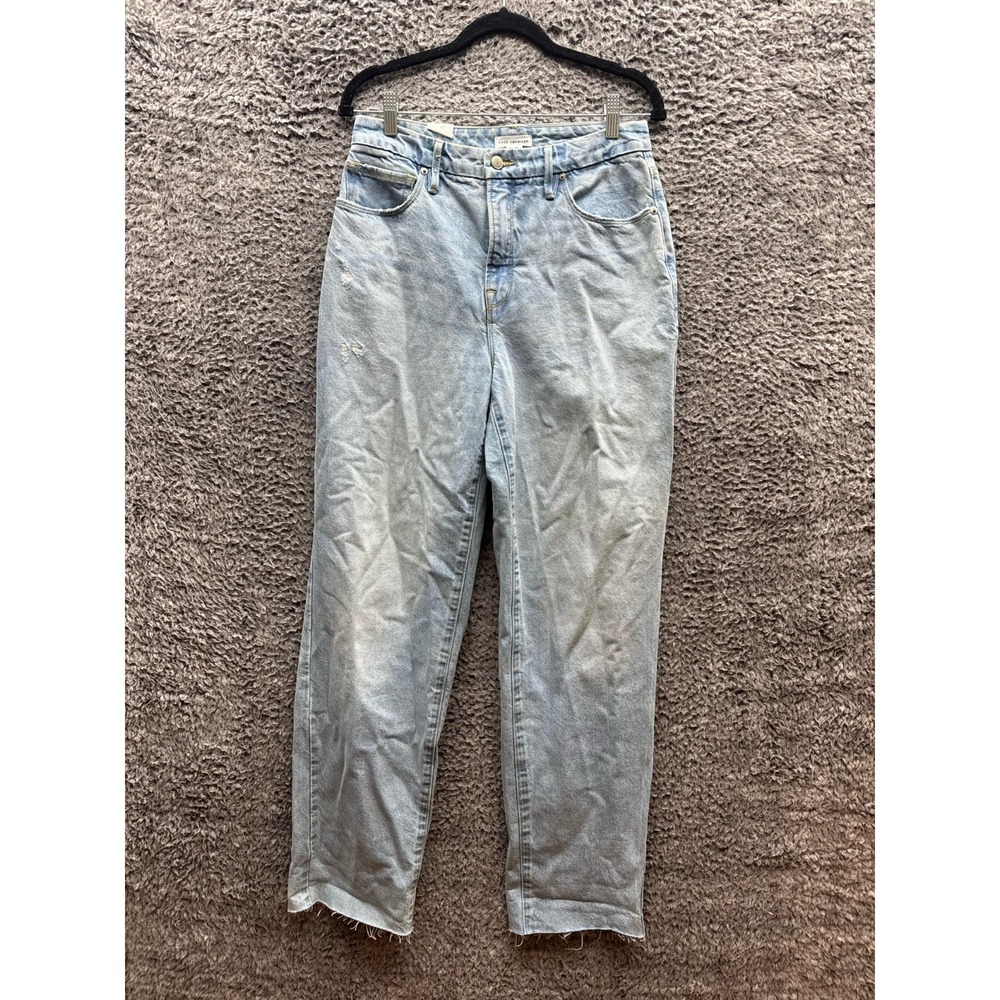 Good American Good Petite 90s Distressed Raw Hem Denim Jeans Womens‎ Size 0 / 25
